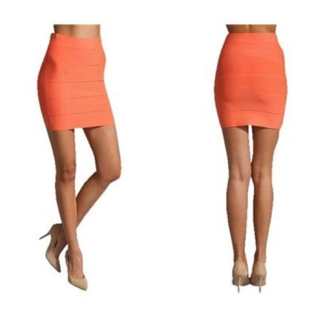 BCBG MaxAzria Orange Bodycon Stretchy Skirt Small